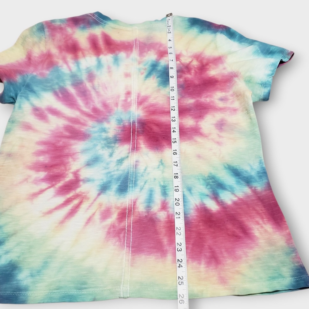 Quince Women Organic Cotton Slub Crewneck Tee Tie Dye Pink Blue Large - Picture 10 of 10